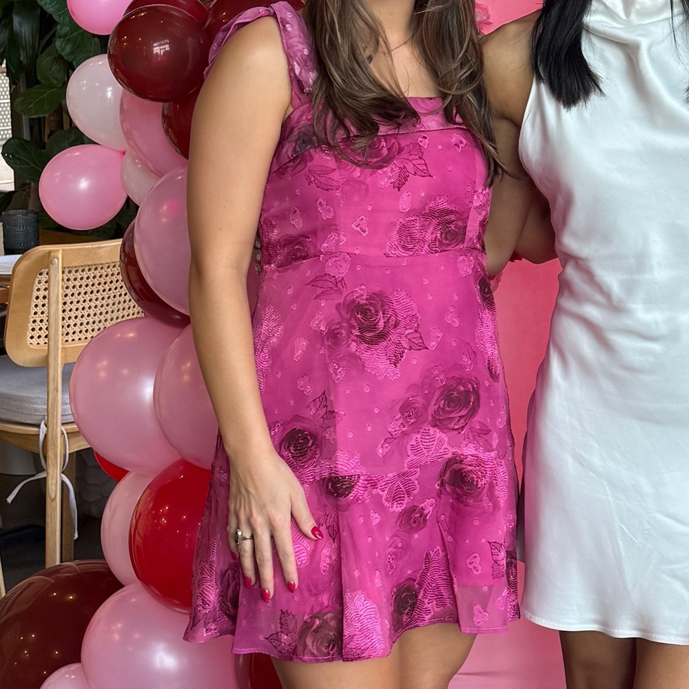 Hello Molly Vibrant Pink Floral Mini Dress - Picture 2 of 7